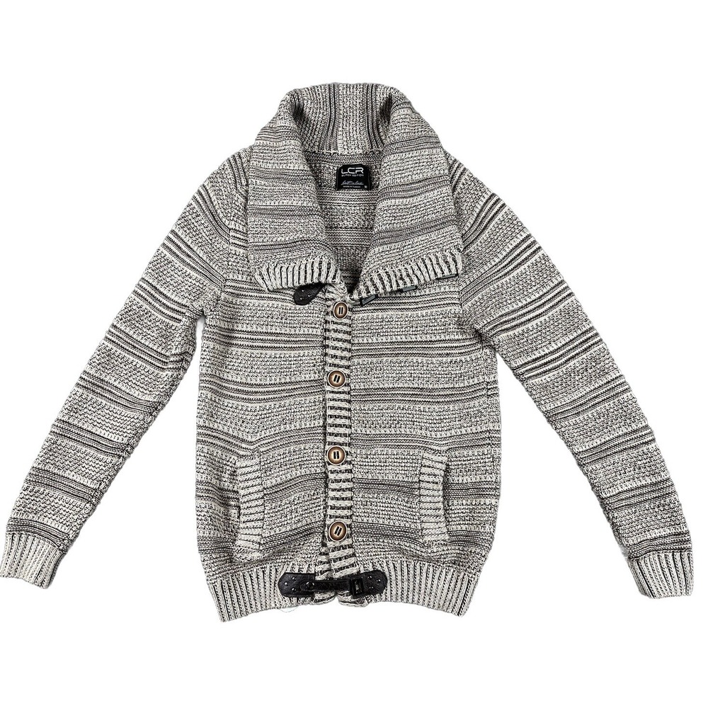 LCR Black Edition Wool Blend Cardigan Sweater Men's M Collared Heavy Jacket